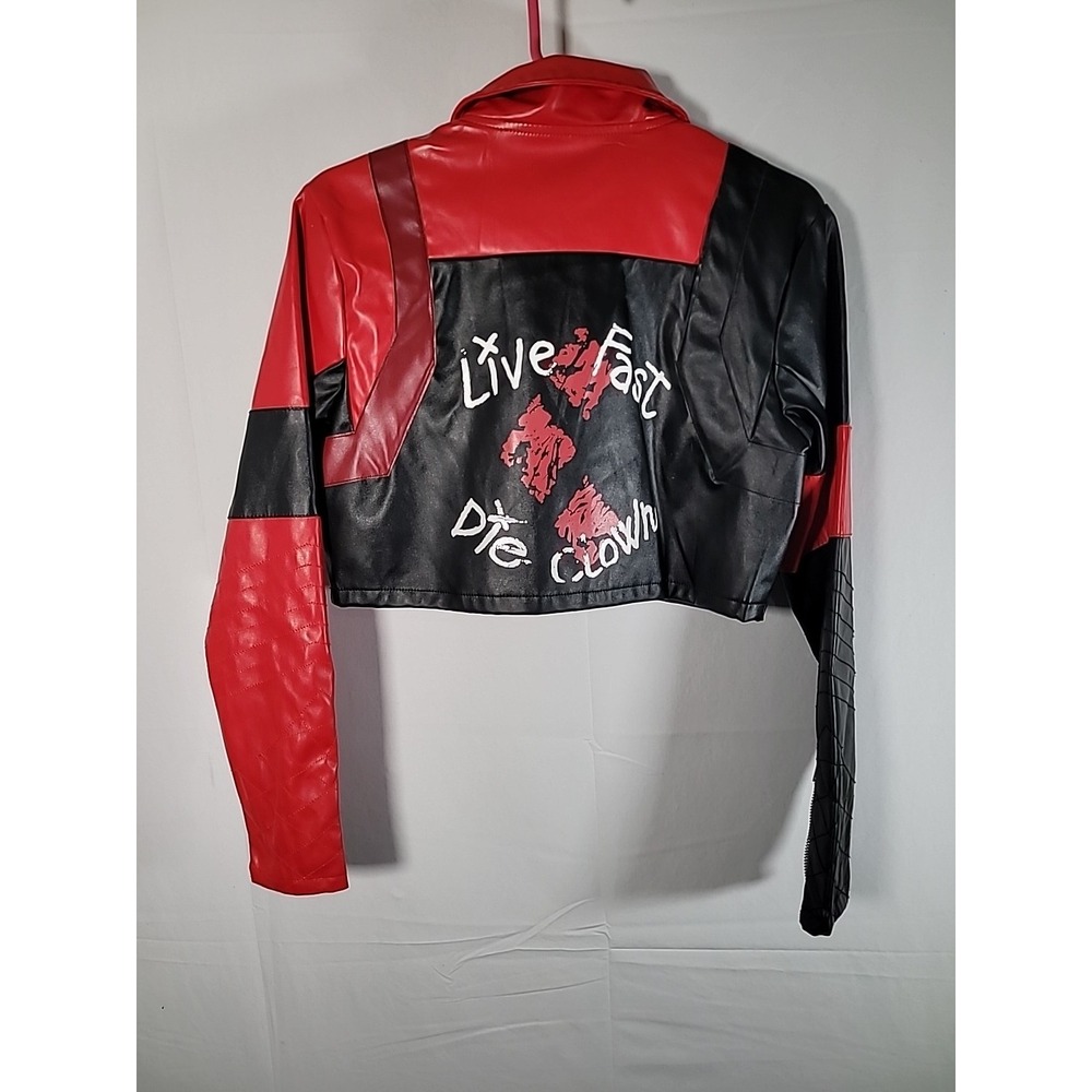 The Suicide Squad Harley Quinn Cropped Jacket Size Small Live Fast Die Clown